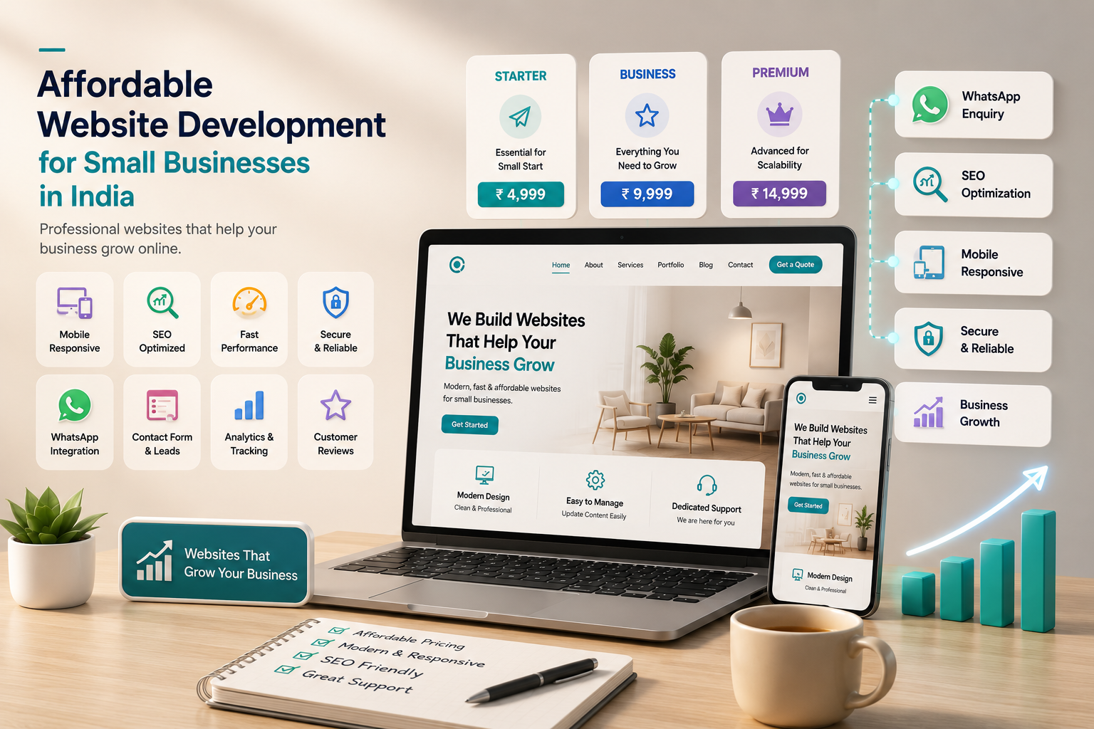 Affordable professional website development for a small business in India