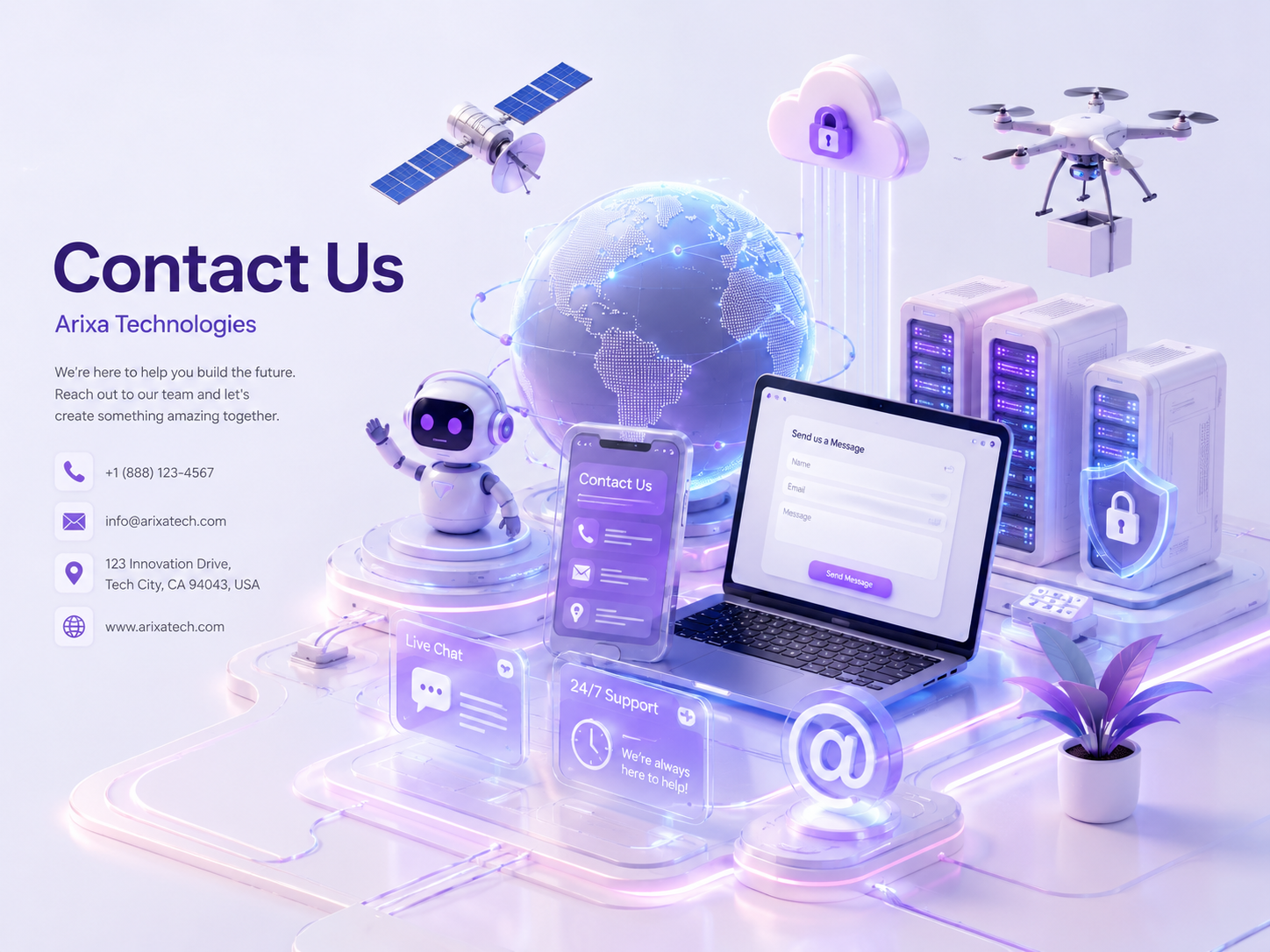 Professional digital consultation and support visual for contacting Arixa Technologies